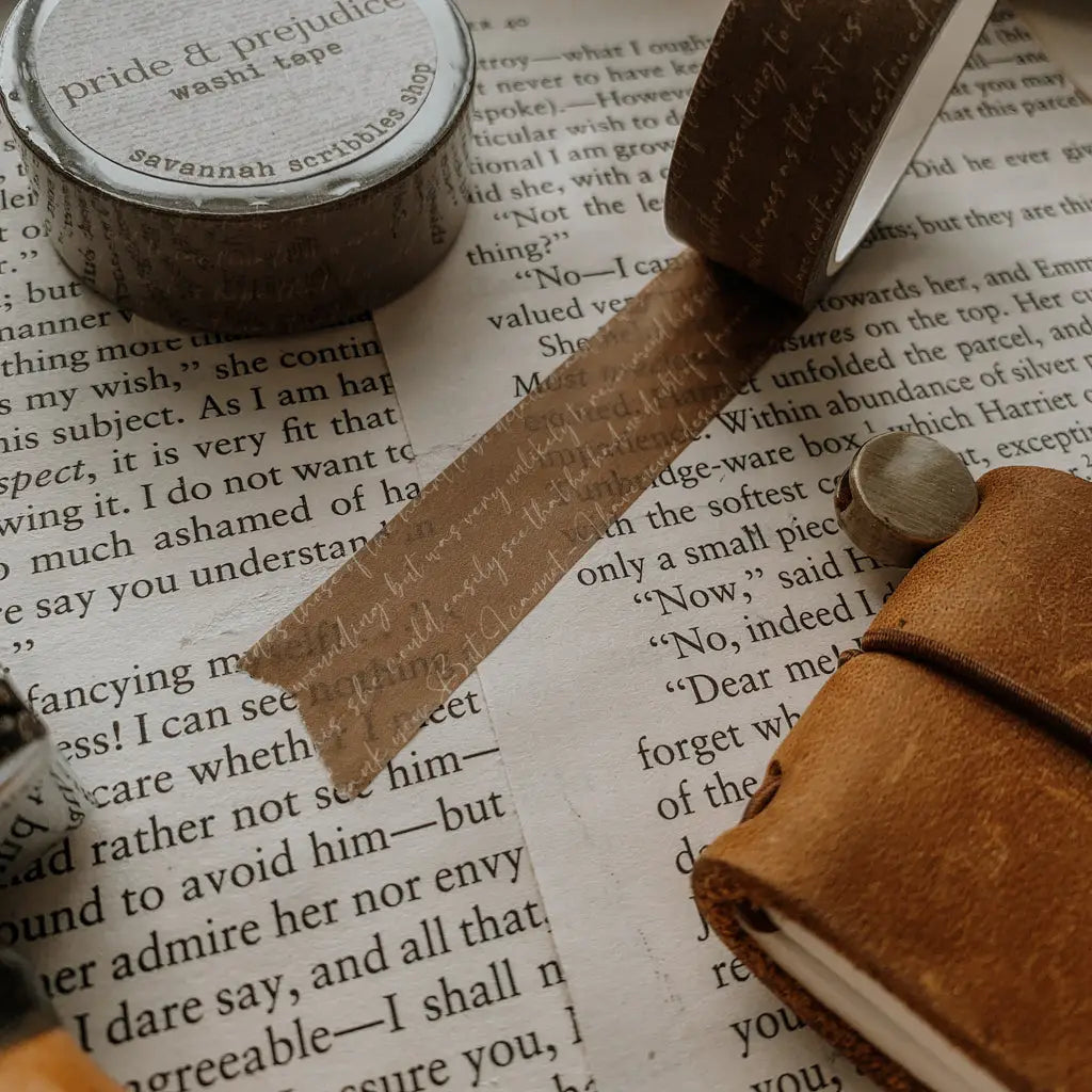 Washi tape inspired by Pride & Prejudice
15mm x 10m
color may vary slightly from your monitor
made in-house and handled with cozy care