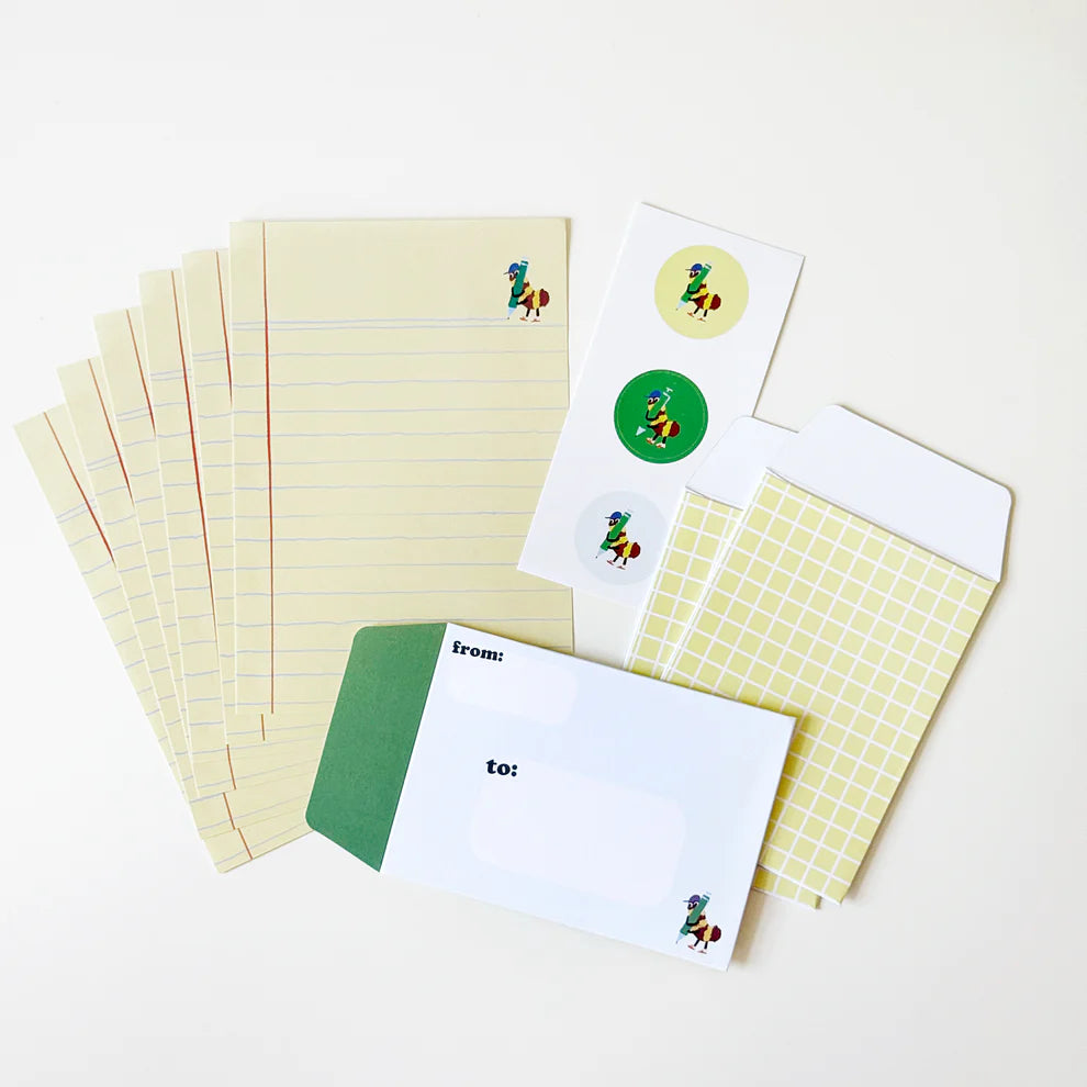 Letter writing set with Karen's little scribble bug
Set includes:
6 writing sheets 3.7" x 5.5"
3 illustrated envelopes
3 matching sticker seals