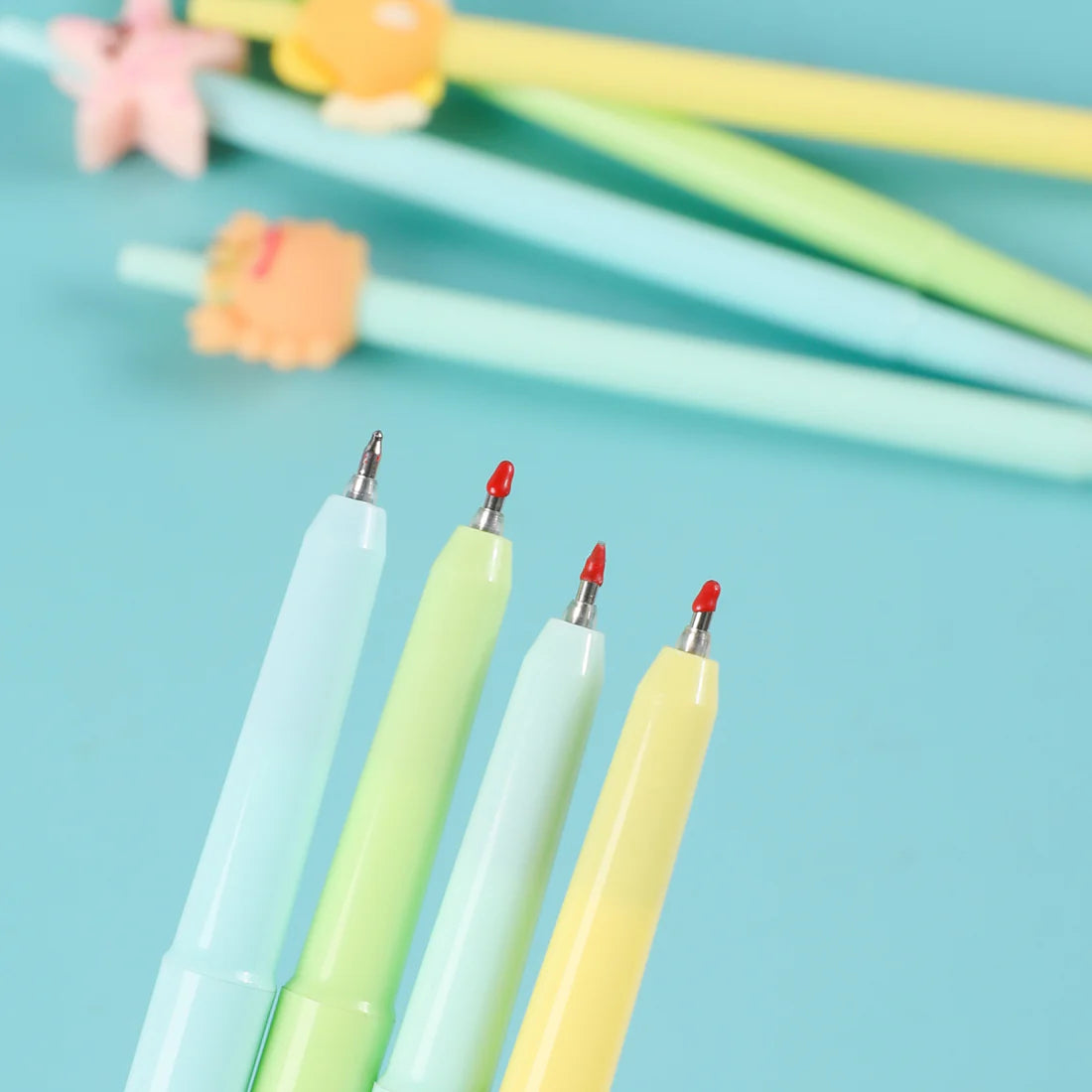 Gel-based ink, combining the permanence of oil-based ballpoint ink and the smooth glide of water-based ink, in which pigment is suspended in a water-based gel. Gel ink is thick and opaque, it shows up more clearly on dark or slick surfaces than the typical inks used in ballpoint or felt tip pens.
Gel pens are great for various types of writing and illustration. Fine-tip gel pens help you fit more writing on each page or card and make your handwriting look neater with sharper, more consistent lines. Since t
