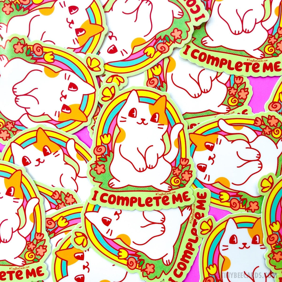 Self Love Cat Vinyl Sticker - I Complete Me