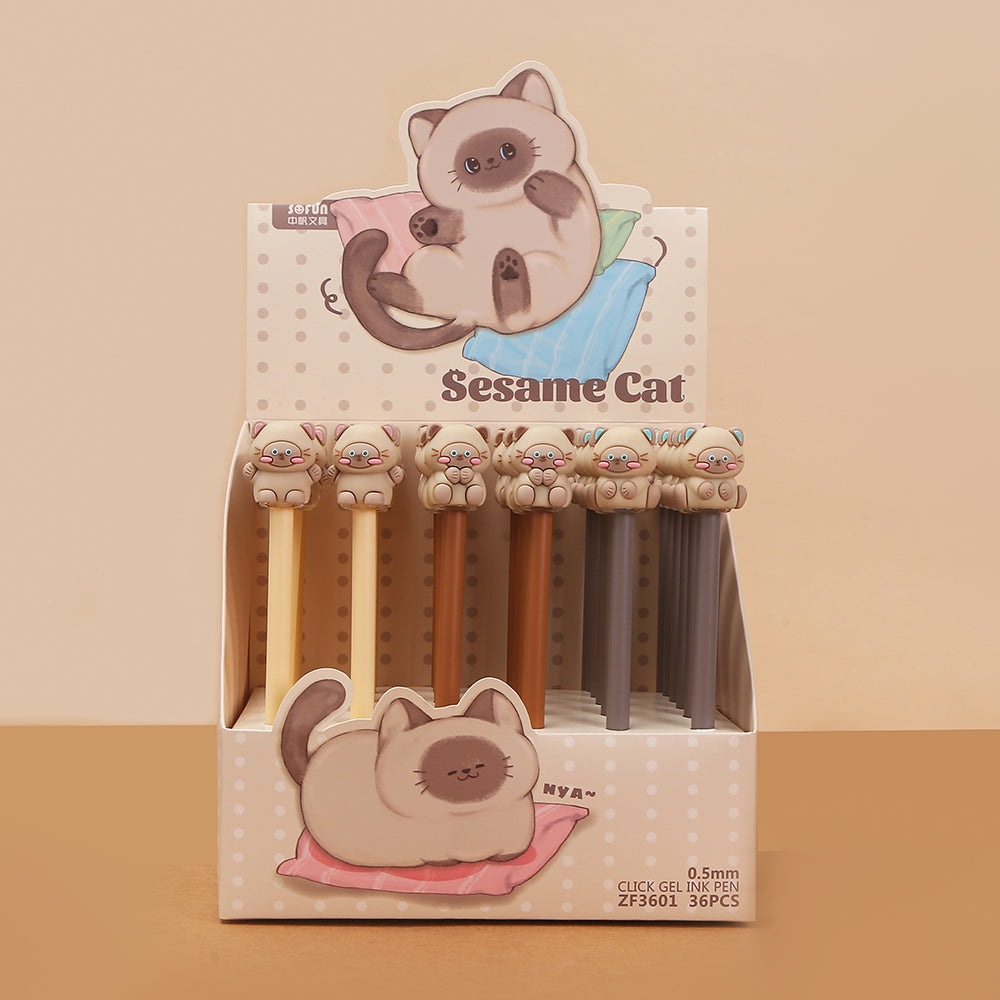 Sesame Cat Gel Pen 0.5mm Black Ink