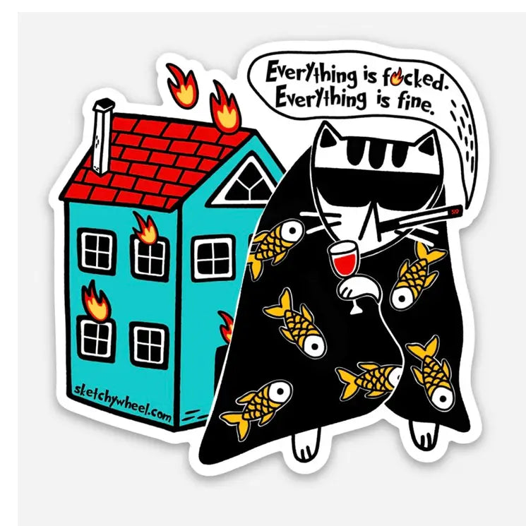 Everything Is Okay Vinyl Sticker by ShangDaili
Only a true cat person would understand exactly how to capture a cats complex personality in a single image. ShangDaili is the perfect artist to represent all cat lovers with their wonderful art!