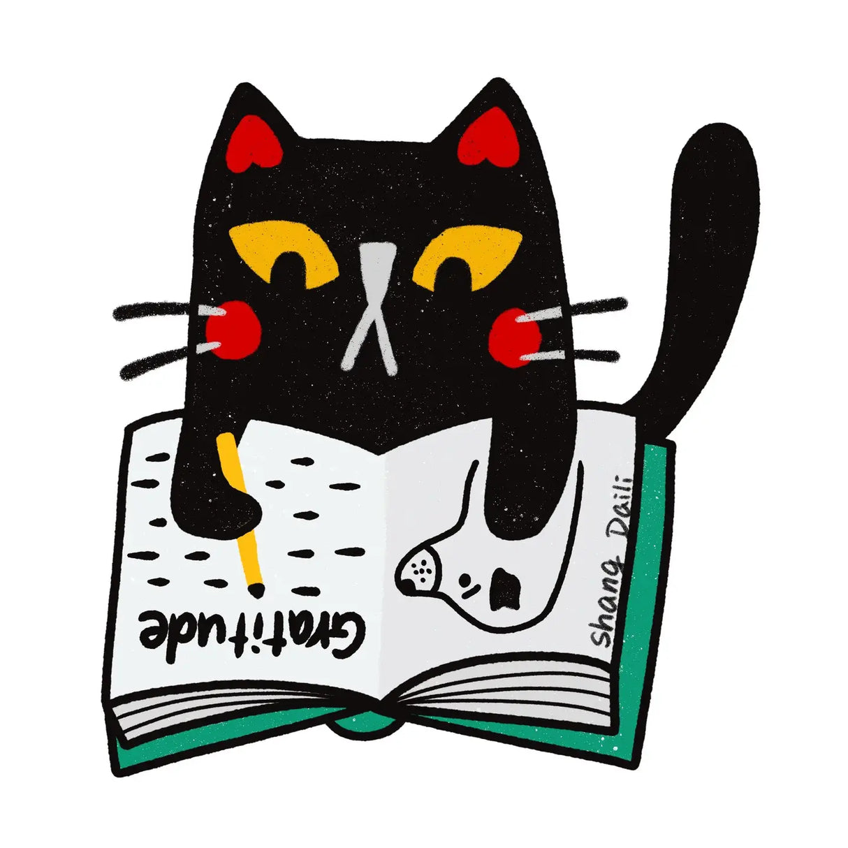 Gratitude Practice Vinyl Sticker by ShangDaili
Only a true cat person would understand exactly how to capture a cats complex personality in a single image. ShangDaili is the perfect artist to represent all cat lovers with their wonderful art!