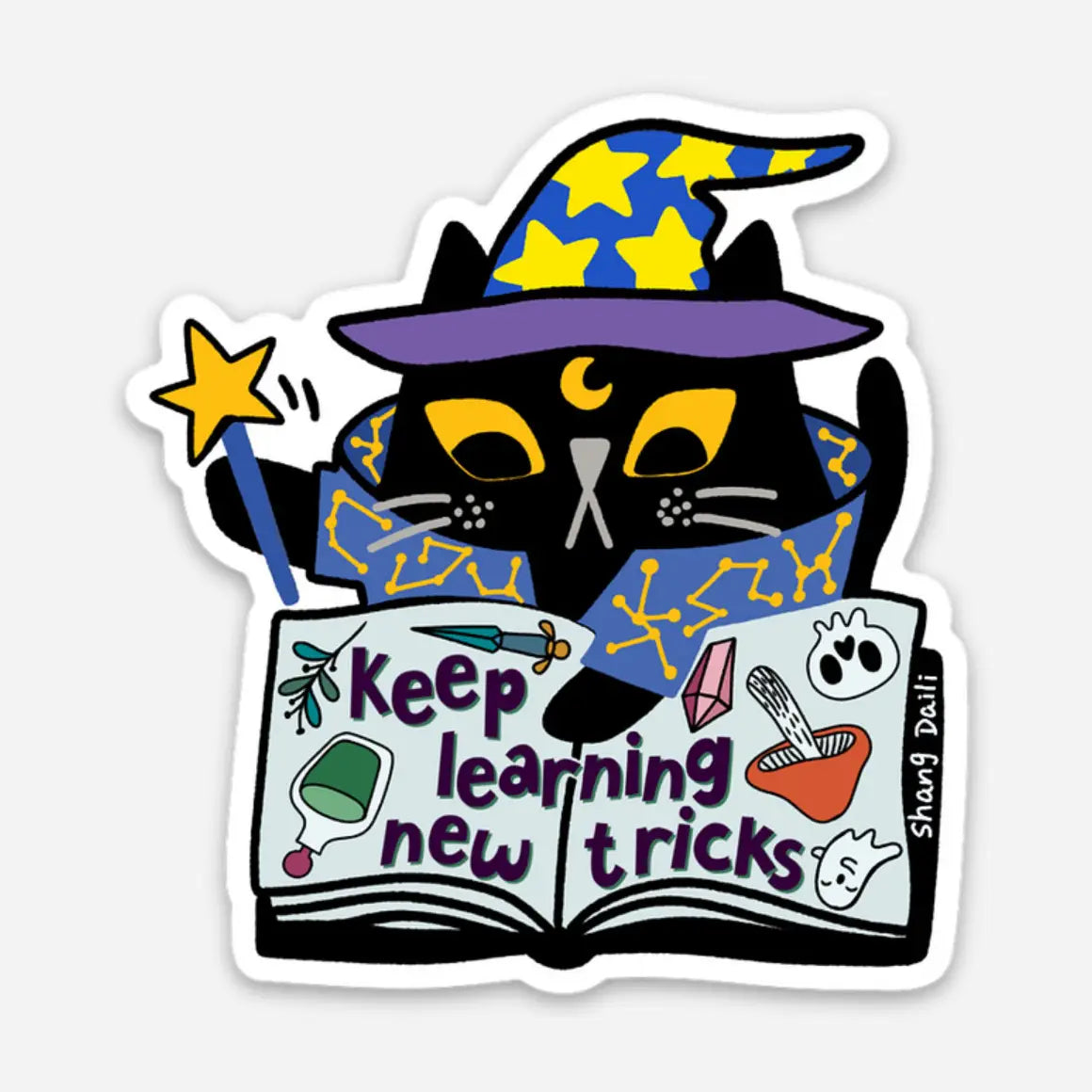 Keep Learning New Tricks Vinyl Sticker by ShangDaili
Only a true cat person would understand exactly how to capture a cats complex personality in a single image. ShangDaili is the perfect artist to represent all cat lovers with their wonderful art!