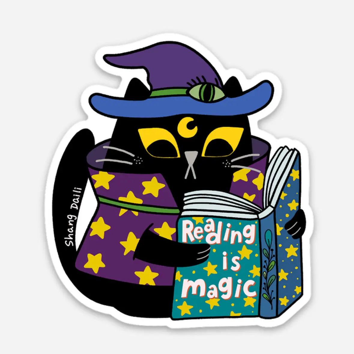 Reading Is Magic Vinyl Sticker by ShangDaili
Only a true cat person would understand exactly how to capture a cats complex personality in a single image. ShangDaili is the perfect artist to represent all cat lovers with their wonderful art!