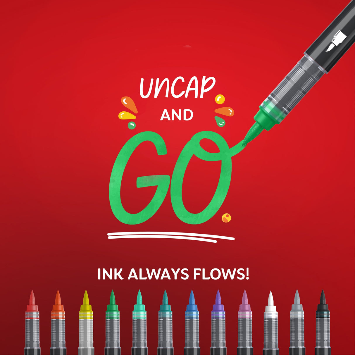 Marcadores creativos Sharpie con punta de pincel, 12 colores