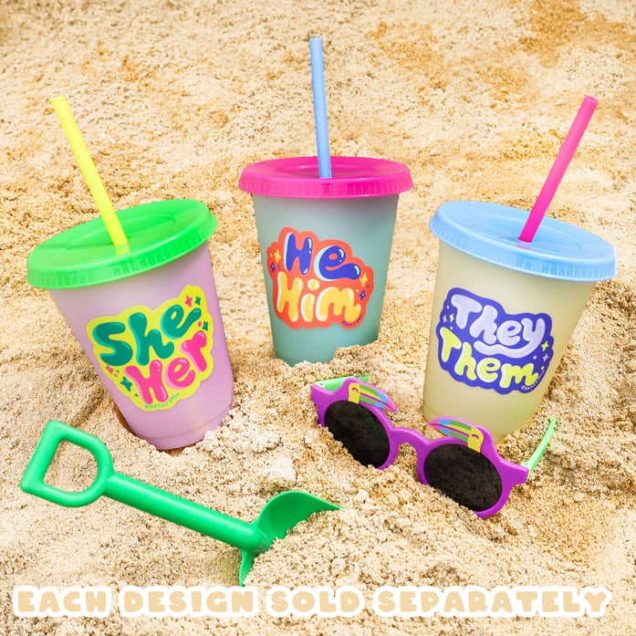 Pegatina de vinilo con pronombres "Ella" y "Su"