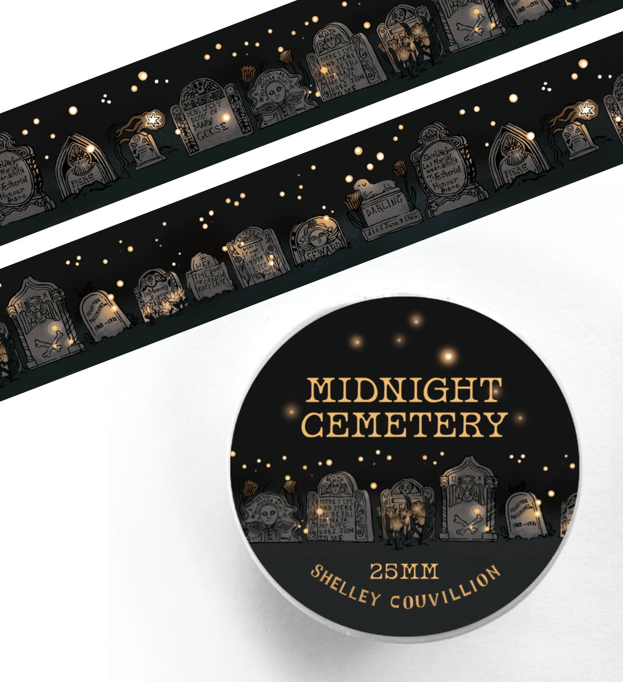 Step into a quiet summer evening beneath the moonlight with Midnight Cemetery Washi Tape.