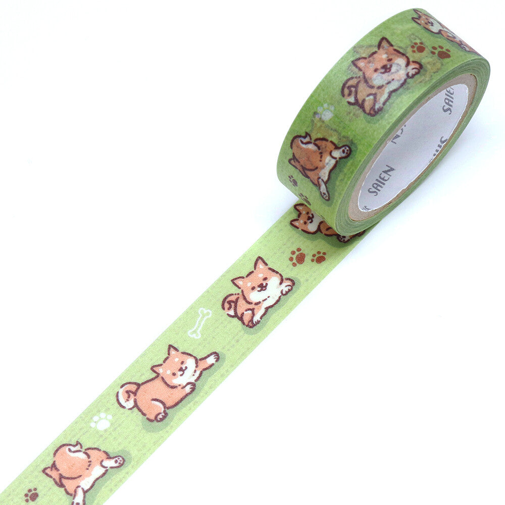 Cinta adhesiva washi con forma de perro Shiba