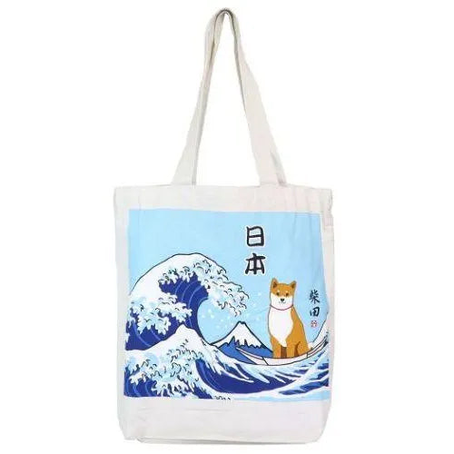 Great Wave Shiba Tote Bag