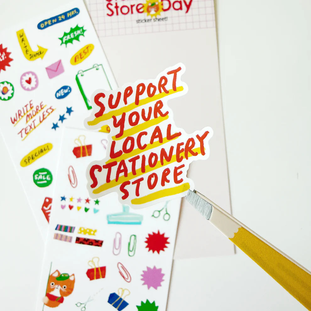 Stationery Store Day 2026
Vinyl sticker sheet with art by Karen Schipper.
25 individual stickers per sheet
Includes 1 sticker sheet.