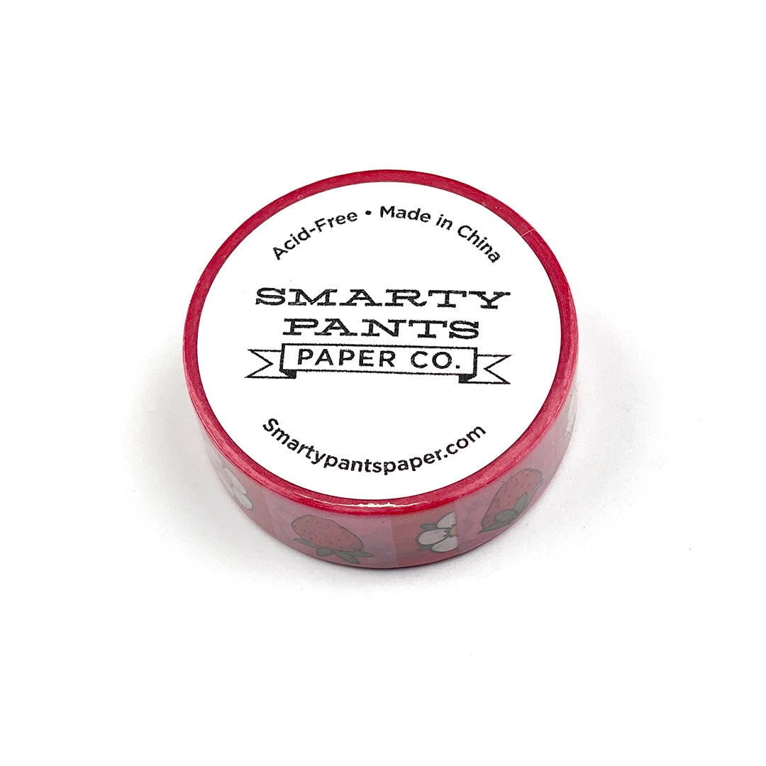 Strawberry and flower pattern washi tape.
Each roll is 15mm X 10m
Acid-free
Original Smarty Pants design
Individually shrink wrapped
Kraft label on top displays pattern of tape
White label on bottom with product information