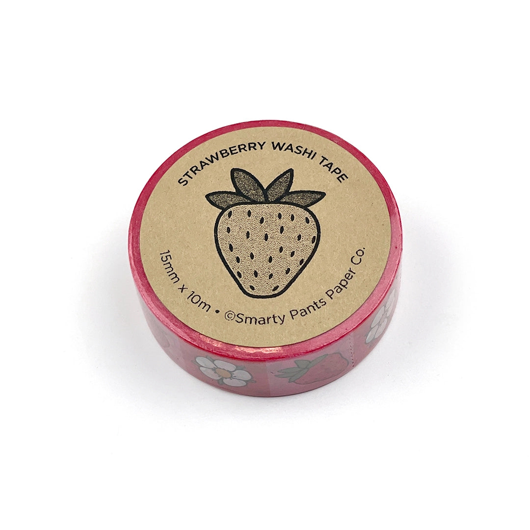 Strawberry and flower pattern washi tape.
Each roll is 15mm X 10m
Acid-free
Original Smarty Pants design
Individually shrink wrapped
Kraft label on top displays pattern of tape
White label on bottom with product information
