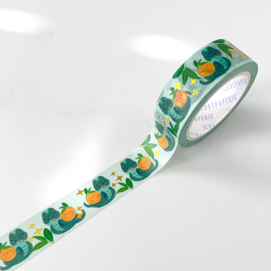 Snake with Lucky Oranges Gold Foil Washi Tape