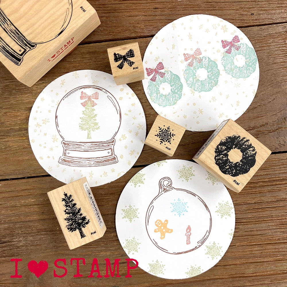 Snow Globe Rubber Stamp