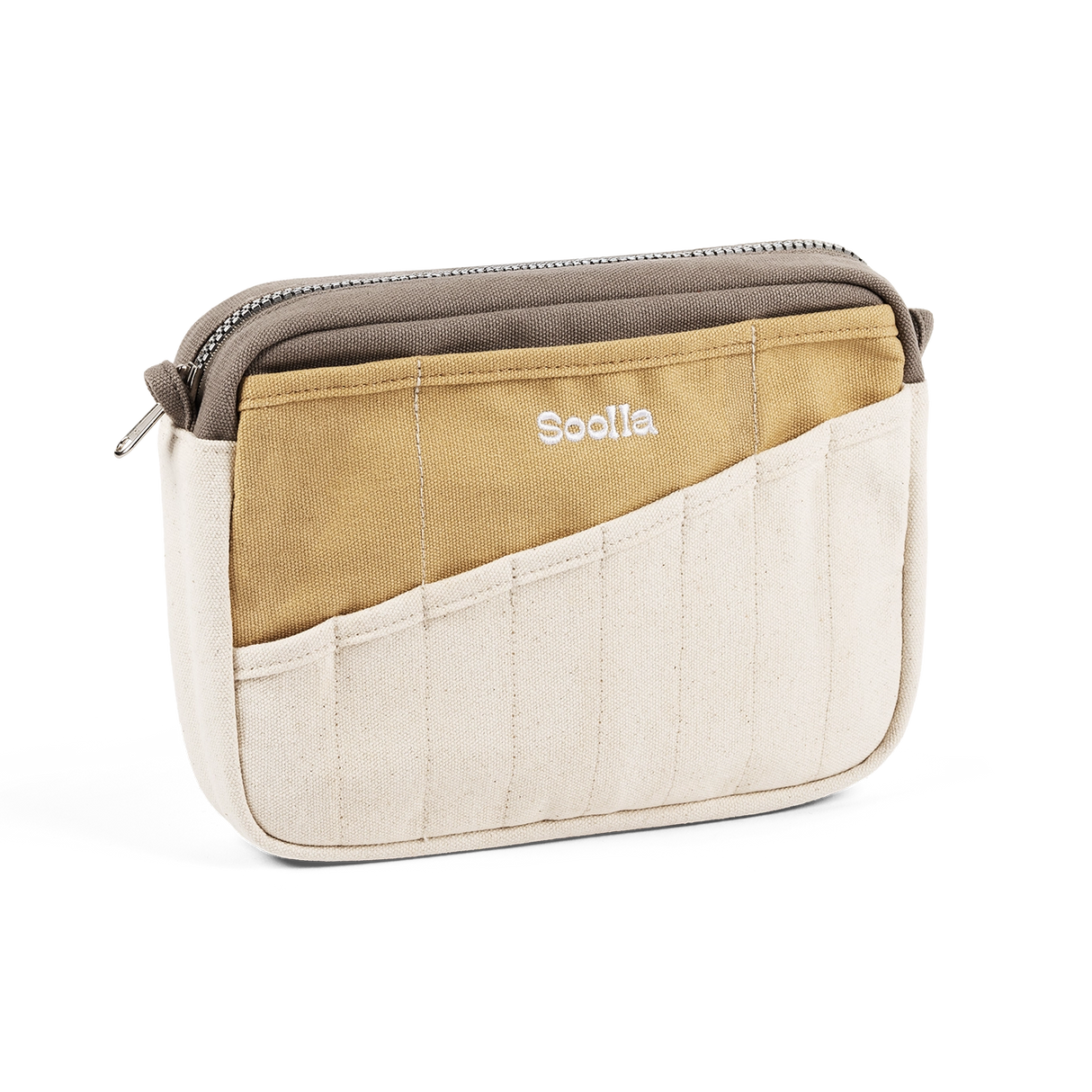 Soolla Studio Pouch - Driftwood
A compact carry-all pouch for artists, makers, and stationary lovers who appreciate a little order in their chaos. Structured enough to hold its form, soft enough to fit anywhere, and fully machine-washable for the days that get a little messy — your tools, pens, and creative essentials stay safe, visible, and ready wherever you go.
Inside, 20 pockets make space for art supplies, stationary essentials, and an A5 notebook, all secured by a smooth YKK zipper. Sized to fit wit