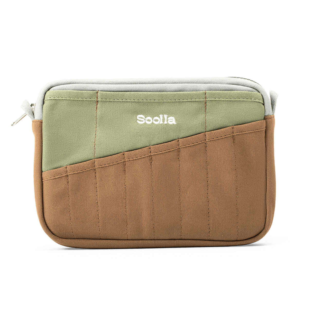 Features & Specs
Front layout: 8 slanted pockets + 3 directly behind
Interior: Main compartment fits an A5 notebook; two open compartments on each wall
Back panel: 3 wide exterior pockets + one full-length slip pocket
Quick-drying duck canvas — sturdy, breathable, and machine-washable
Convertible design — hooks for your own strap or a Soolla strap (coming soon)
Structured silhouette — holds its shape even when lightly packed
Full-width YKK zipper — smooth and durable
Compact profile — fits