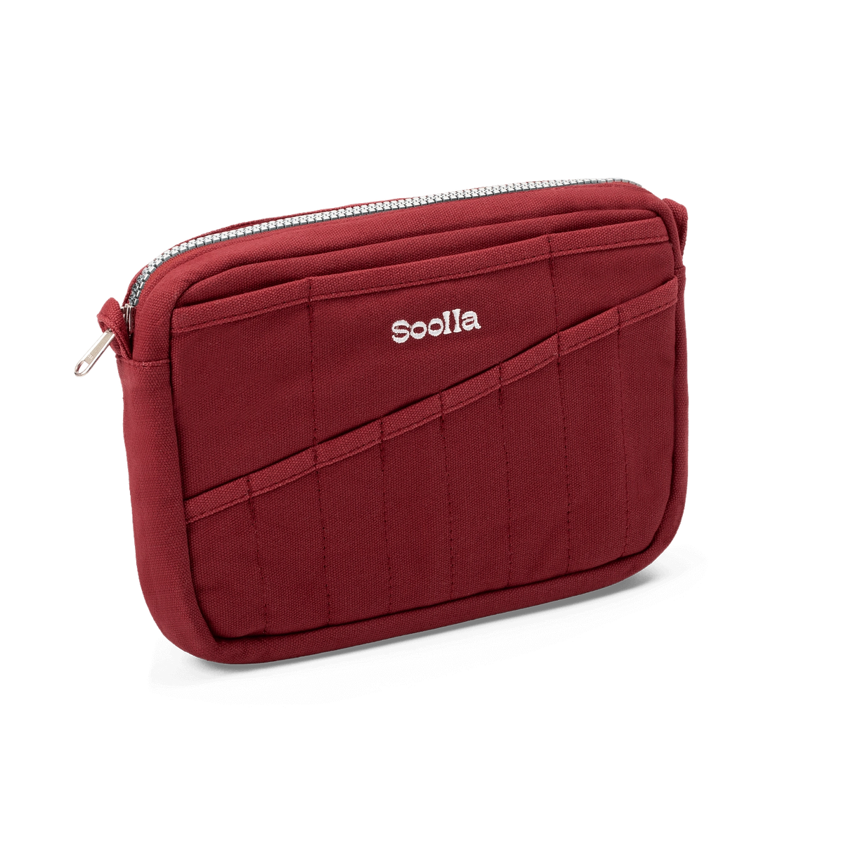 Front layout: 8 slanted pockets + 3 directly behind
Interior: Main compartment fits an A5 notebook; two open compartments on each wall
Back panel: 3 wide exterior pockets + one full-length slip pocket
Quick-drying duck canvas — sturdy, breathable, and machine-washable
Convertible design — hooks for your own strap or a Soolla strap (coming soon)
Structured silhouette — holds its shape even when lightly packed
Full-width YKK zipper — smooth and durable
Compact profile — fits inside larger bags or