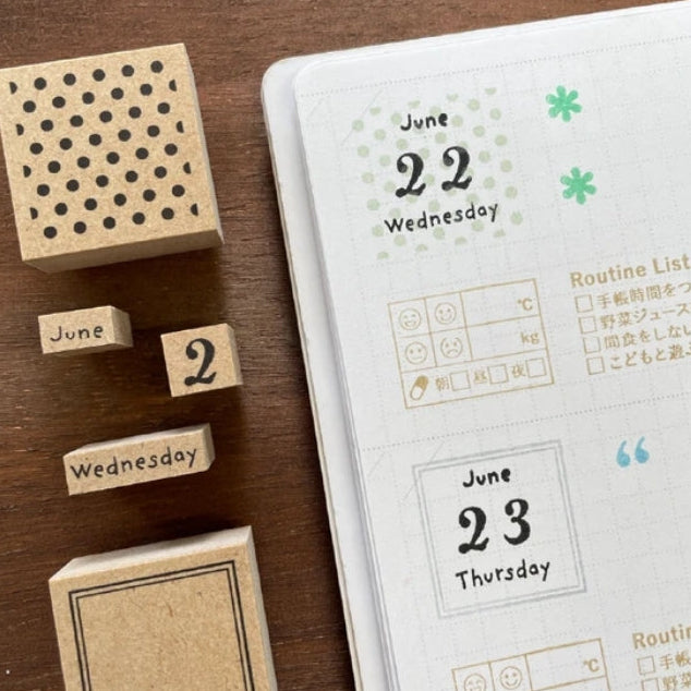 Stamp Marche Planner Wooden Stamp Set - Weekdays
Add a touch of charm and structure to your planning with this weekday wooden stamp set. Perfect for journals, planners, calendars, and creative projects, these stamps make it easy to mark days of the week with a neat, consistent look. Whether you're organizing schedules, creating weekly spreads, or decorating your planner, this set adds both function and personality to your routine.
Made in Japan with high‑quality wood and rubber, it delivers crisp impressi