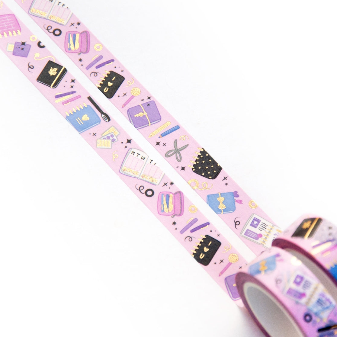 Cinta adhesiva washi con motivos de papelería