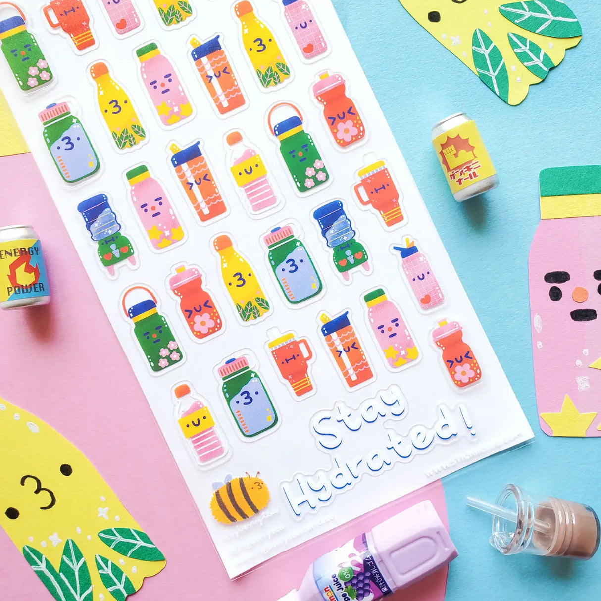 💧🌈 Staying hydrated has never been so cute! @figberrytea’s cheerful sheet is filled with the happiest little water bottles, tumblers, and sippy sidekicks, each bursting with bright colors and playful personality. From flowery flasks to smiley sports bottles, these sweet sippers are here to remind you to take a sip, refill your cup, and keep the good vibes pouring all day long!
Art by: @figberrytea