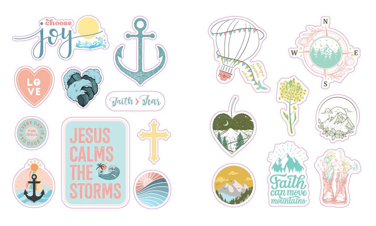 Celebrate your faith and add more inspiration to your world with this beautiful collection of 600 uplifting faith-inspired stickers for crafters, scrapbookers, or anyone who just loves stickers.
The back of an envelope that carries an encouraging card. A packed lunch that needs some extra punch. A journal capturing a faith journey. The mirror a daughter spends lots of time in front of. A go-everywhere drink tumbler or laptop. Stickers can pop up in many places reminding us of God’s promises. This special c
