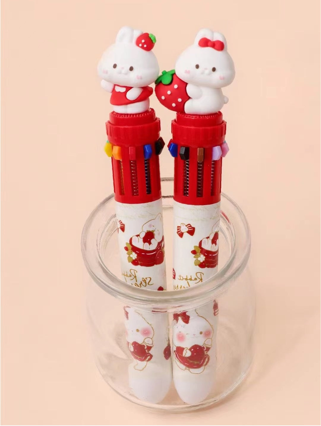 Strawberry Bunny Retractable Ballpoint Pen 0.7mm - 10 Colors