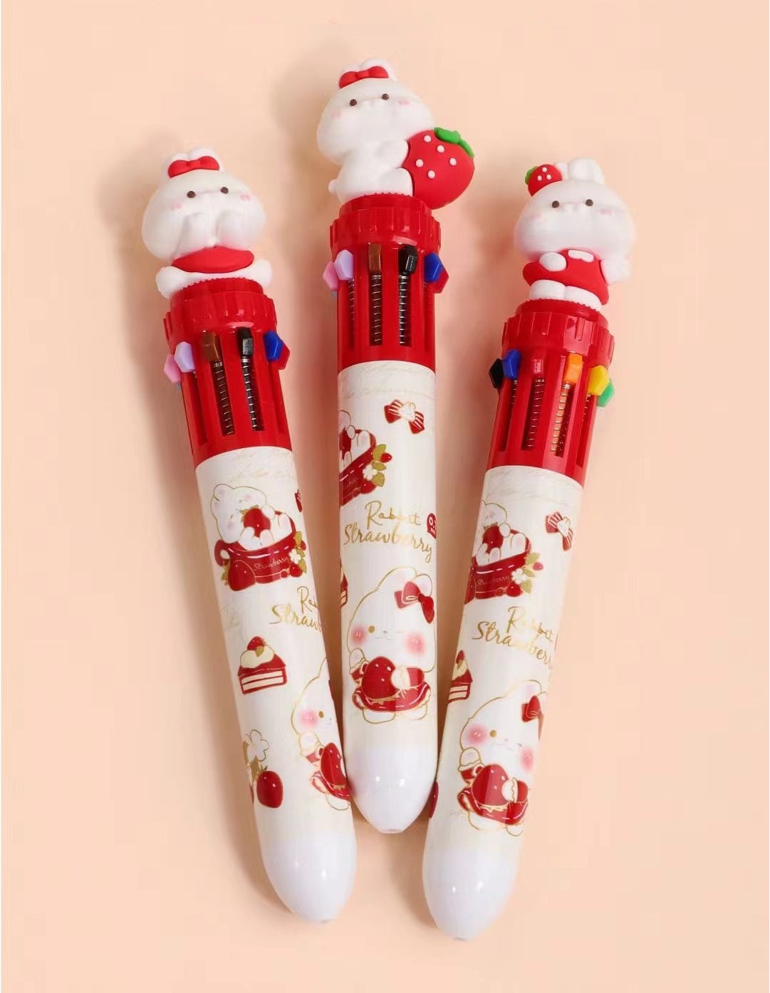 Strawberry Bunny Retractable Ballpoint Pen 0.7mm - 10 Colors