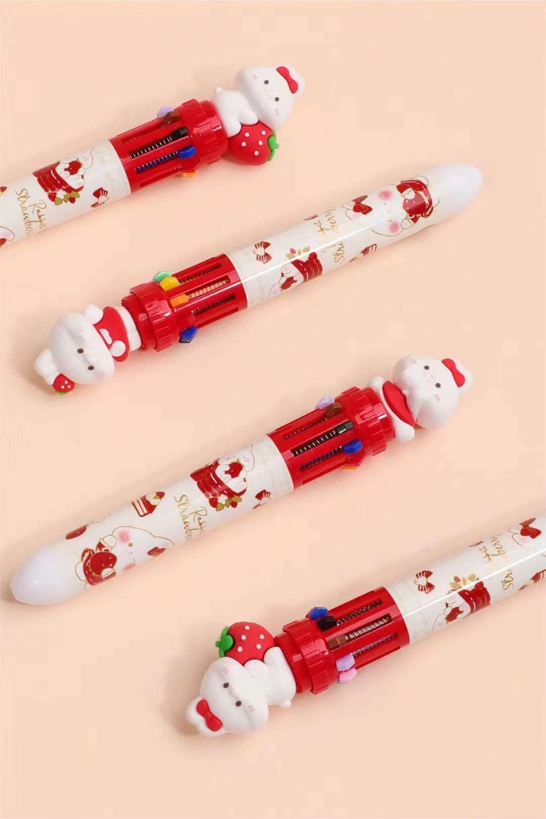 Strawberry Bunny Retractable Ballpoint Pen 0.7mm - 10 Colors