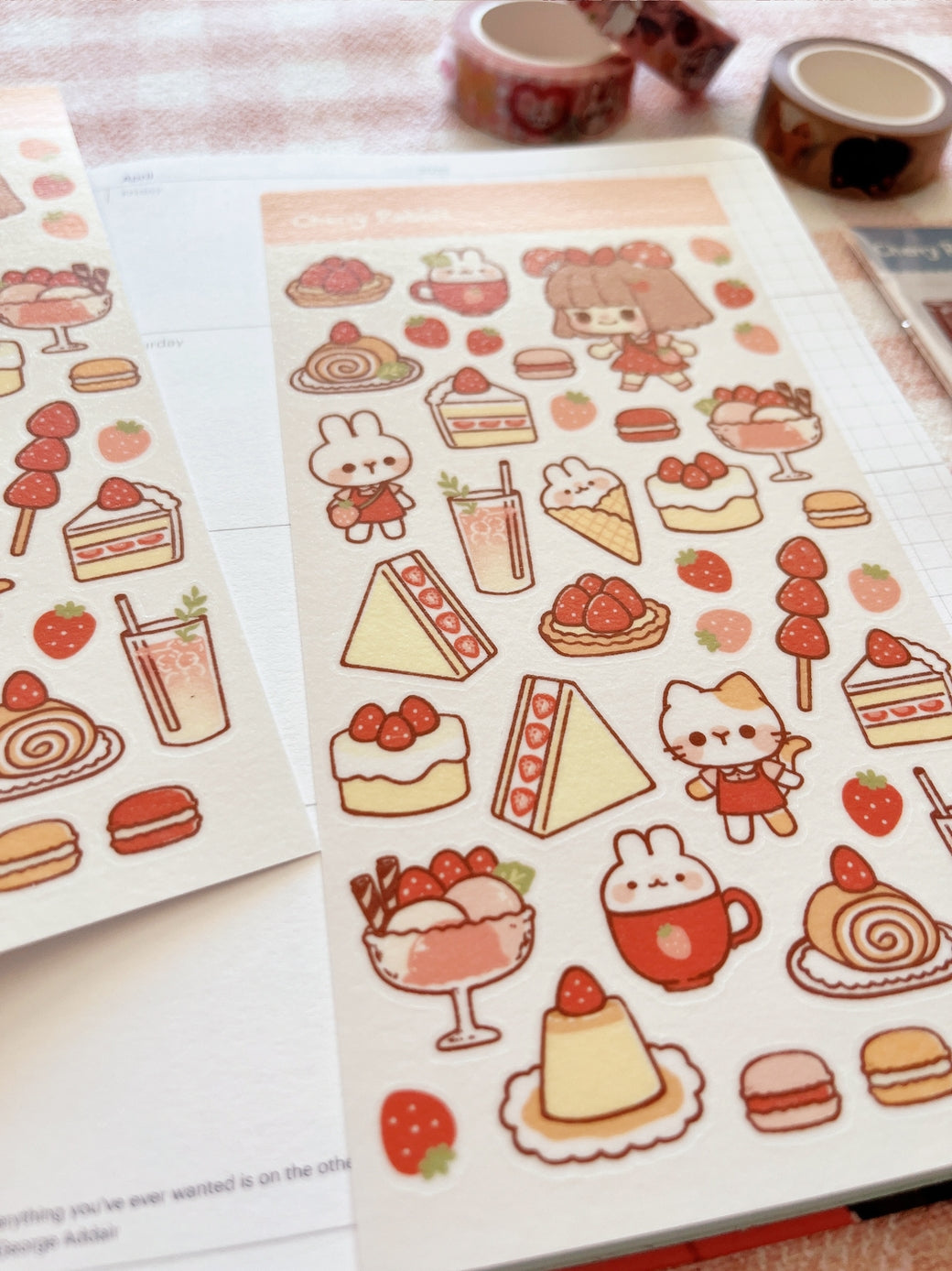 Cherry Rabbit Strawberry Cafe Sticker Sheet