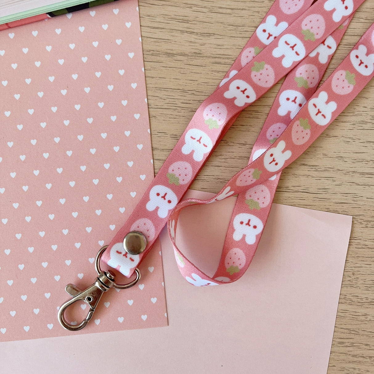 Cherry Rabbit Strawberry Rabbit Lanyard
