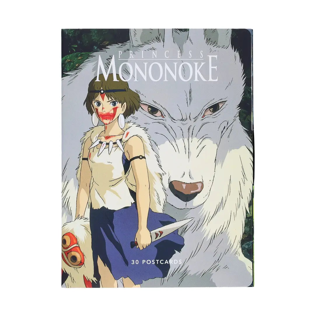 Embark on an exhilarating journey into Studio Ghibli’s historical fantasy film Princess Mononoke, the story of a cursed warrior, a young girl, and their pursuit to restore balance between humanity and nature, with this collection of postcards to keep or send.
Featuring 30 final frames from the film—all hand-drawn and gorgeously detailed—this postcard collection celebrates director Hayao Miyazaki’s epic masterpiece.
© 1997 Hayao Miyazaki/Studio Ghibli, ND
LUXE POSTCARD SET: This collectible package