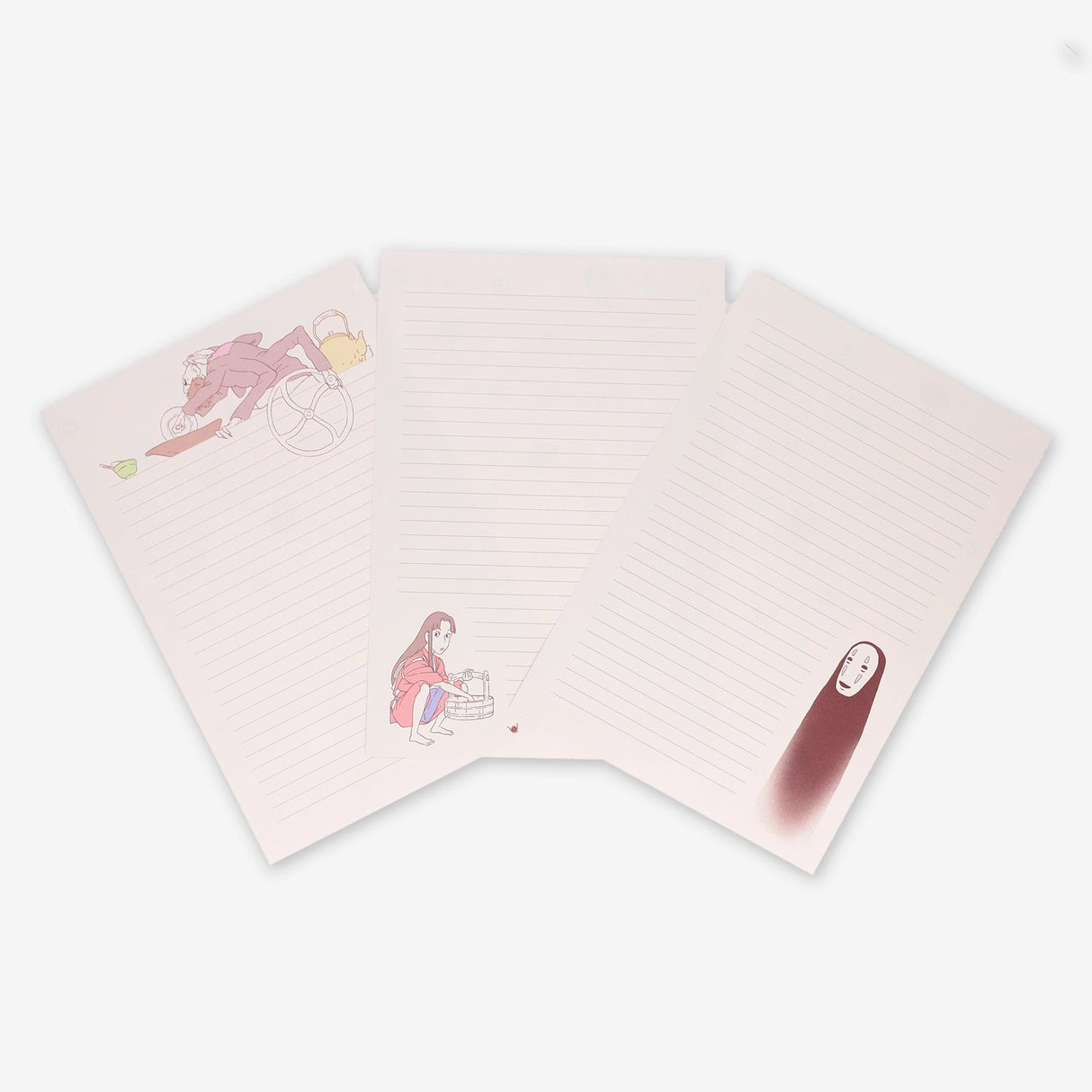 Add a touch of magic and whimsy to your correspondence with this stationery set featuring beloved characters from Spirited Away, Studio Ghibli’s award-winning film about a young girl’s journey through the spirit realm.
This set includes 30 letter-writing sheets (6 unique designs) featuring iconic characters and scenes from the film, 30 coordinating envelopes, plus 70 stickers.