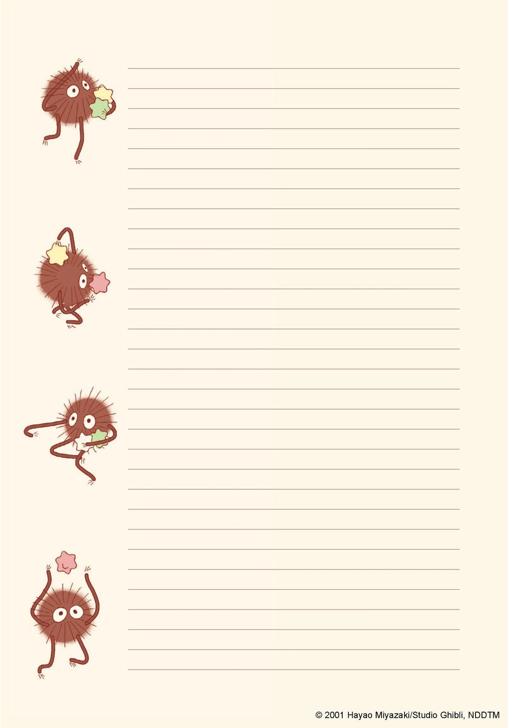 Add a touch of magic and whimsy to your correspondence with this stationery set featuring beloved characters from Spirited Away, Studio Ghibli’s award-winning film about a young girl’s journey through the spirit realm.
This set includes 30 letter-writing sheets (6 unique designs) featuring iconic characters and scenes from the film, 30 coordinating envelopes, plus 70 stickers.