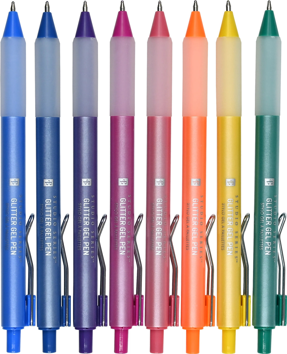 Quick-drying fine-tip gel pens with brilliant glitter colors provide a seamless flow of ink for a flawless writing experience!
Retractable gel pens are perfect for journaling, drawing, crafting, and more!
Smudge-free.
No bleed-through.
Choose from a palette of 8 glitter colors to bring pizzazz to all your creative projects! Purple, dark blue, light blue, yellow, orange, pink, red, and green.
Sparkly, vibrant colors that shimmer!
Precise 1.0 mm nibs.
Ergonomic rubber grip for comfort.
Durable clip provides