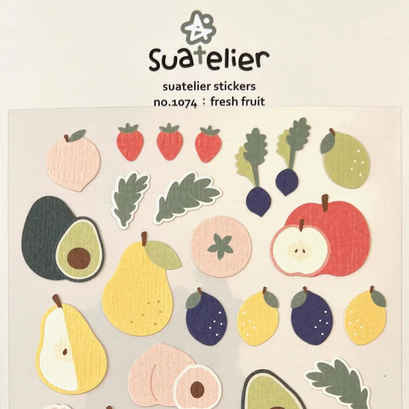 Add a burst of sweetness to your planners, journals, and creative projects with the Suatelier “Fresh Fruit” Sticker Sheet. Known for their soft colors and playful aesthetic, Suatelier stickers add an instant dose of warmth and whimsy wherever you place them.
This charming collection features a mix of vibrant, hand‑drawn fruit designs that bring a cheerful, summery touch to anything you decorate.
• This package includes 1 sheet of sticker
• Package measures approx. 8" x 3.5"