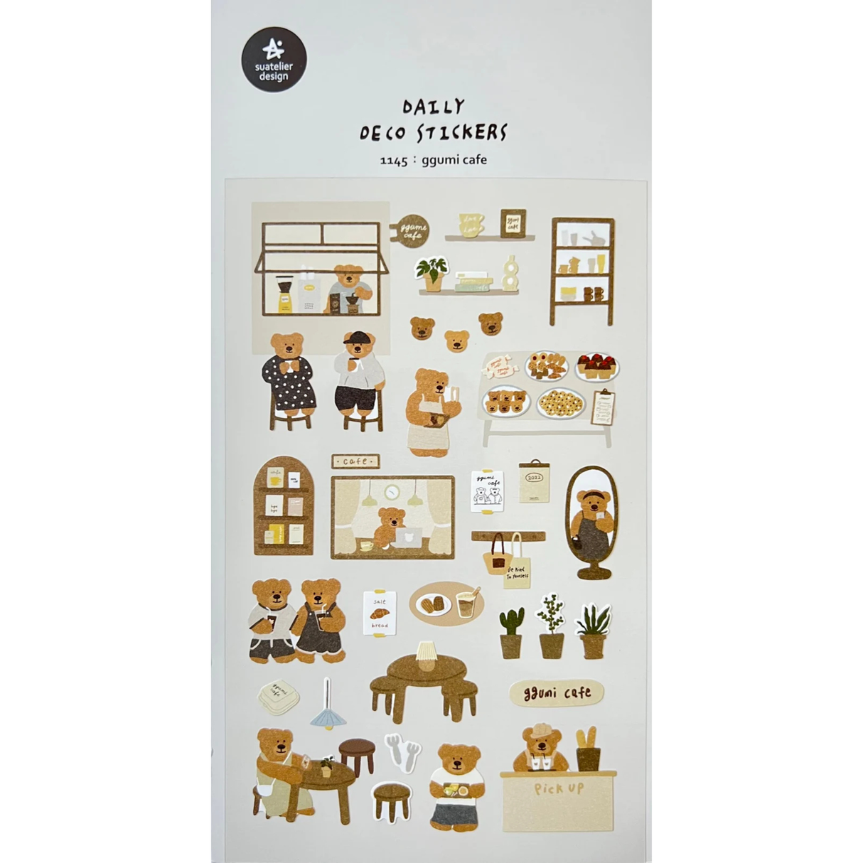 Suatelier Sticker Sheet - Ggumi Cafe
The Ggumi Cafe sticker sheet from Suatelier captures the charm of quiet coffee moments, sweet treats, and the inviting atmosphere of your favorite neighborhood café. Known for their soft colors and playful aesthetic, Suatelier stickers add an instant dose of warmth and whimsy wherever you place them.
• This package includes 1 sheet of sticker
• Package measures approx. 8" x 3.5"