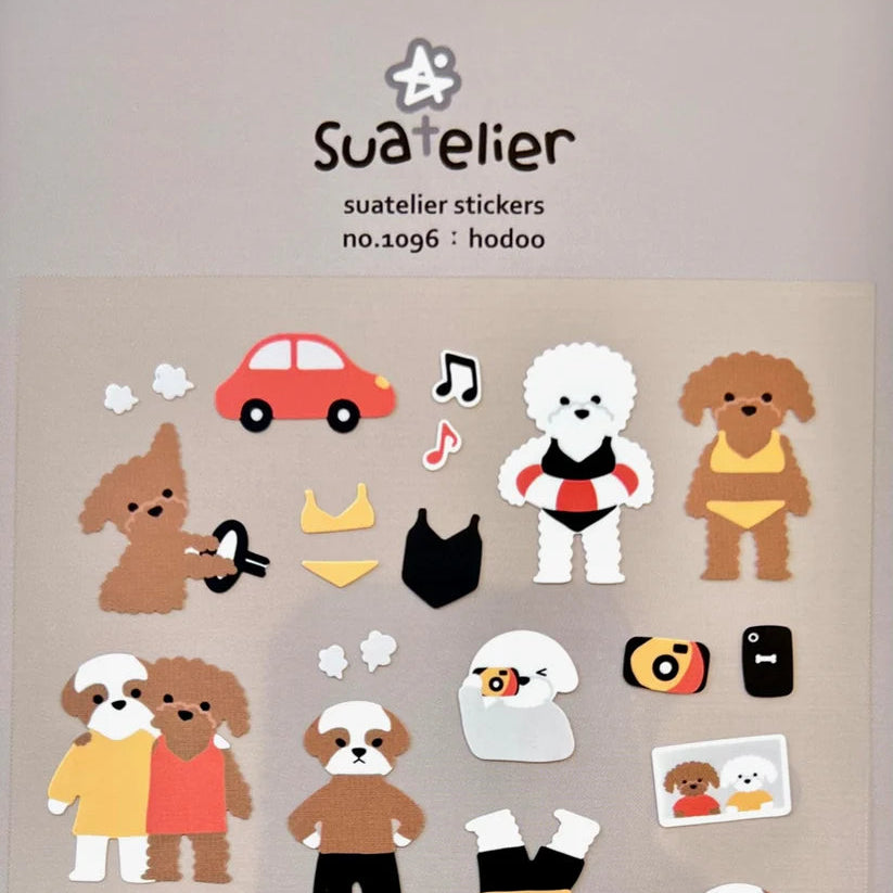 Meet Hodoo, the adorable pup ready to brighten your journal, planner, or happy mail. This Suatelier sticker sheet features playful puppy‑life illustrations that bring charm, warmth, and a touch of whimsy to any creative project.
• This package includes 1 sheet of sticker
• Package measures approx. 8" x 3.5"