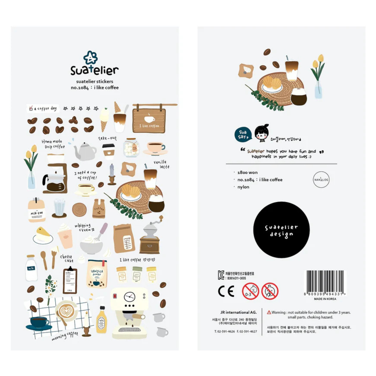 Bring the cozy charm of your favorite café straight into your journal or planner with the I Like Coffee sticker sheet from Suatelier. Known for their soft colors and playful aesthetic, Suatelier stickers add an instant dose of warmth and whimsy wherever you place them.
Package measures approx. 8" x 3.5"
Includes 1 sticker sheet