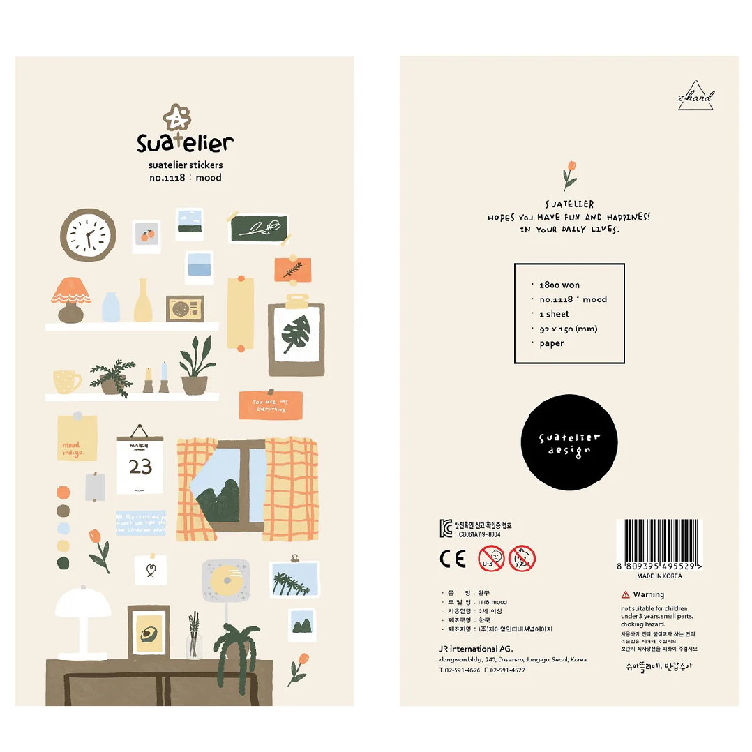 Bring a touch of charm and personality to your planners, journals, and creative projects with the Suatelier “Mood” Sticker Sheet. Known for their soft colors and playful aesthetic, Suatelier stickers add an instant dose of warmth and whimsy wherever you place them.
This sheet features a curated mix of cozy, expressive icons—perfect for capturing everyday feelings, decorating your diary, or adding a sweet accent to letters and gifts. Their matte finish and gentle tones make them easy to pair with any statio