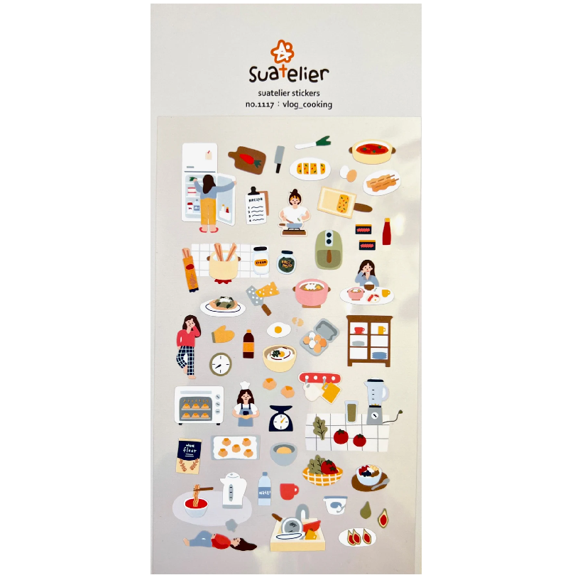 Bring cozy kitchen vibes to your journal, planner, or creative projects with this charming Suatelier sticker sheet. Designed with the warm, whimsical style Suatelier is loved for, this sheet captures everyday cooking moments—perfect for food lovers, vloggers, and anyone who enjoys documenting life’s simple pleasures.
• This package includes 1 sheet of sticker
• Package measures approx. 8" x 3.5"