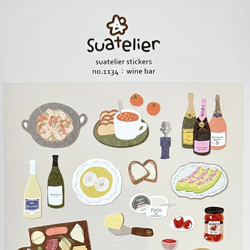 Bring a cozy, charming atmosphere to your planners, journals, and creative projects with the Suatelier “Wine Bar” Sticker Sheet. This beautifully illustrated set captures the warm, intimate feel of a night out. Suatelier’s signature soft colors and minimalist illustrations make this sheet an easy match for any stationery style.
• This package includes 1 sheet of sticker
• Package measures approx. 8" x 3.5"