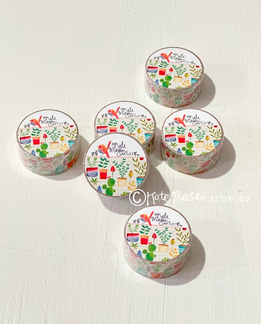 Cinta washi con macetas suculentas