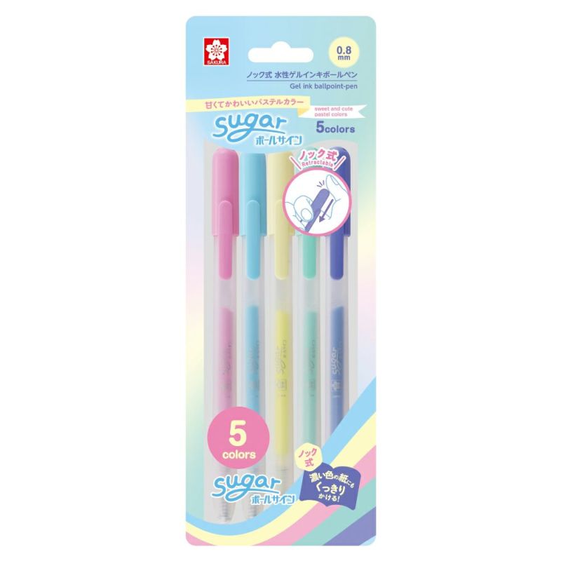 A gel ink ballpoint pen with a fluffy and bright pastel color. It can be drawn on a wide range of colors. The thick ball diameter of 0.8mm makes it easy for children to handle, and the text and illustrations are easy to see clearly. The sweet and cute colors are perfect for writing letters, notebooks, profile books, etc.!
0.8mm
5 pens included
Retractable 