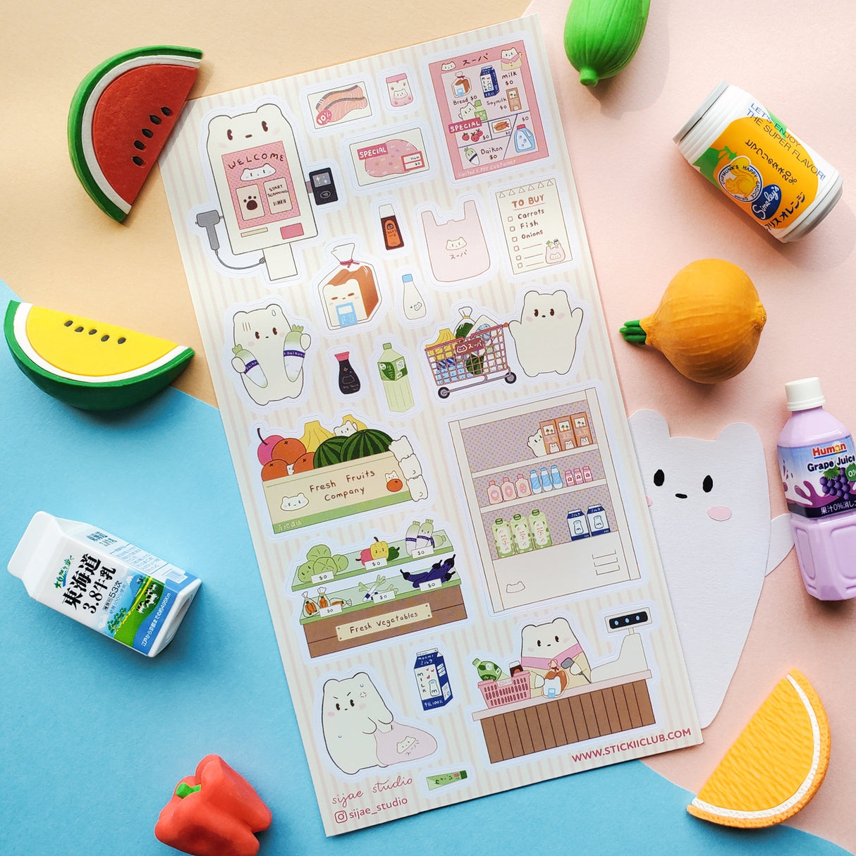 🐻🛒 With their trusty grocery lists in paw, @sijae_studio's little bears are having the most wonderful shopping adventure filling their carts. From fresh fruits and veggies to refreshing drinks, you'll love this super sweet shopping-themed sheet that’s as cute as can be. Art by: @sijae_studio