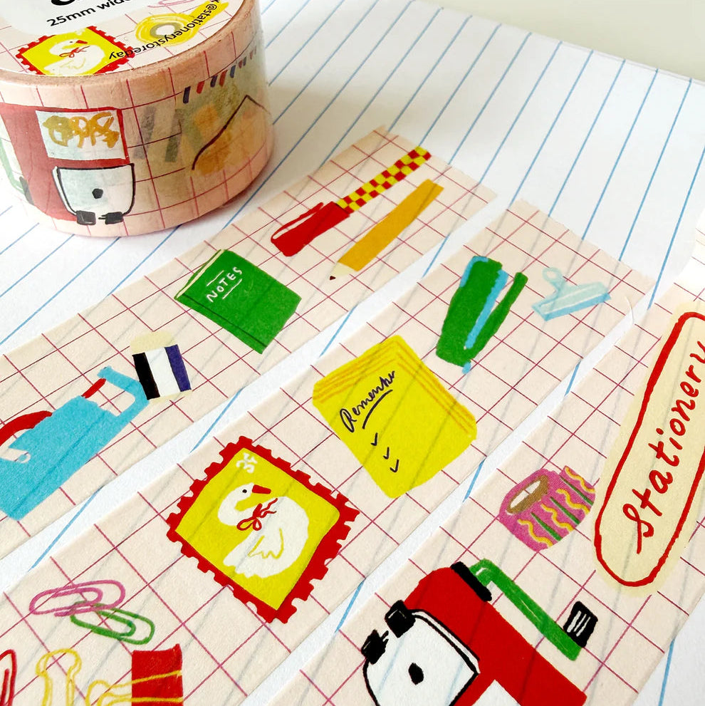 Karen's cute supplies on a fun graph background.
Perfect for decorating planners, journals, cards, gifts, and scrapbooks. The perfect roll of washi for stationery lovers!
25mm x 10m tape
Artwork property of Karen Schipper
Shrink-wrapped with label stickers on both sides (save for your junk journal!)