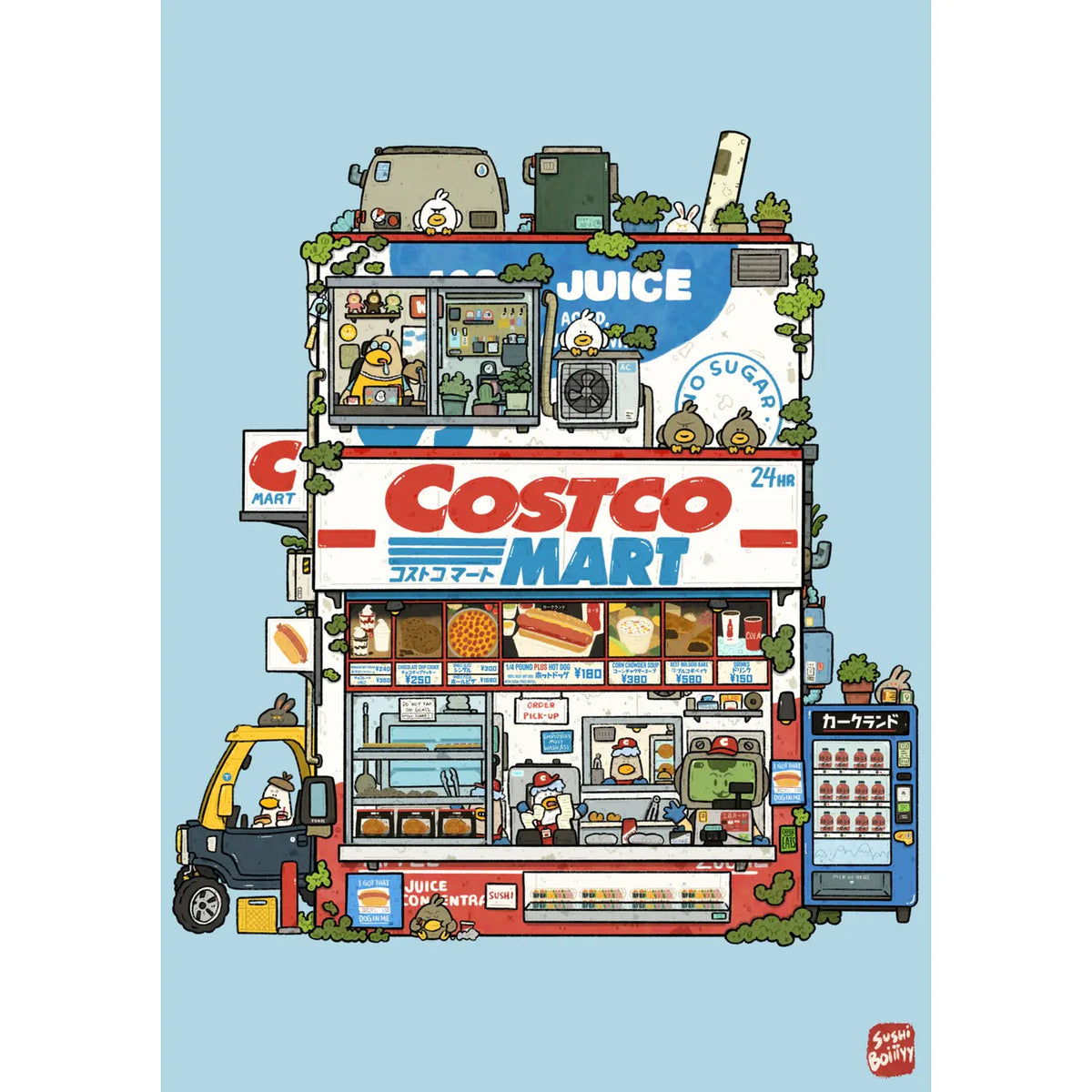 Sushiboiiiyy - Costco Mart Postcard
Size: 4x6
Printed on 12pt paper.
Front and back printing.
Comes with plastic sleeves.