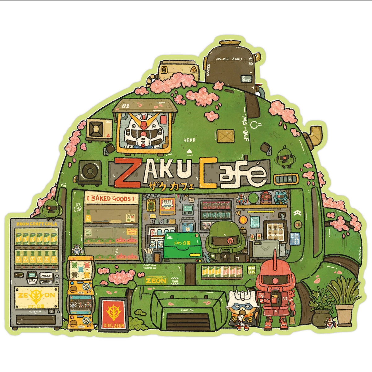 Sushiboiiiyy - Zaku Cafe Vinyl Sticker
Die cut stickers are roughly 3x3" and are laminated with a Matte finish.