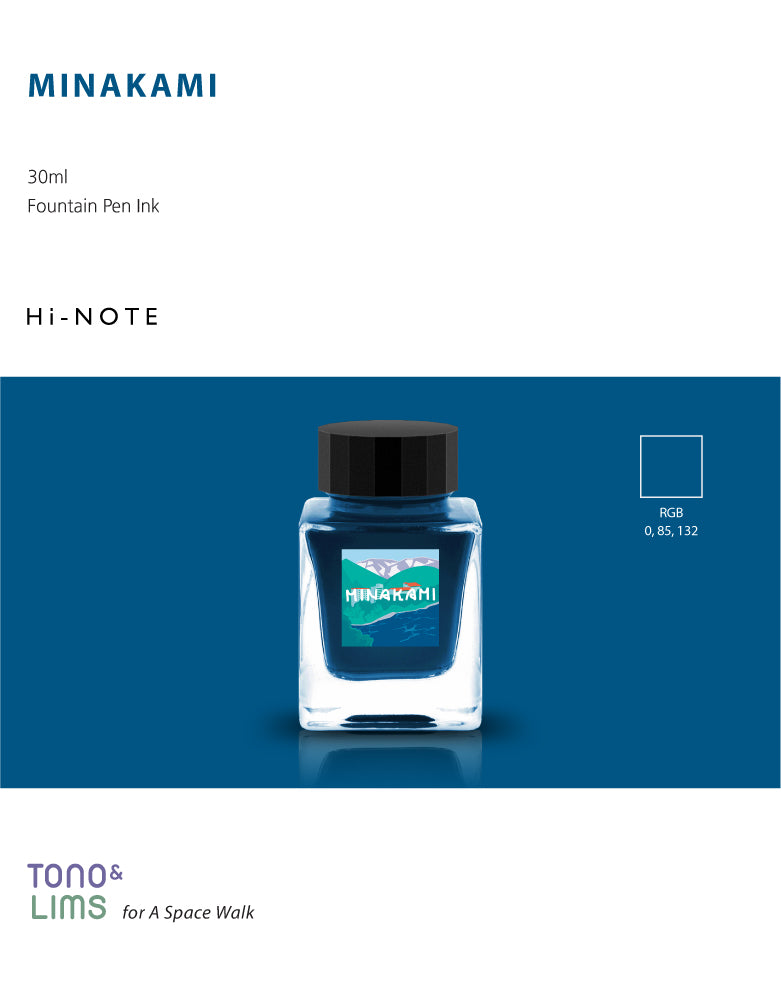 The Special Collaboration Collection from Tono and Lims features inks created exclusively for their Space Walk events. Each color is part of a limited series typically produced for select Japanese brands and stationery shops, and they’re normally only available by visiting those physical stores or attending A Space Walk events. As a fun addition for Little Craft Fest, they have been made available for the Little Craft Fest Deep Sea Walk 2026.
Collaboration with Hi-Note
30ml