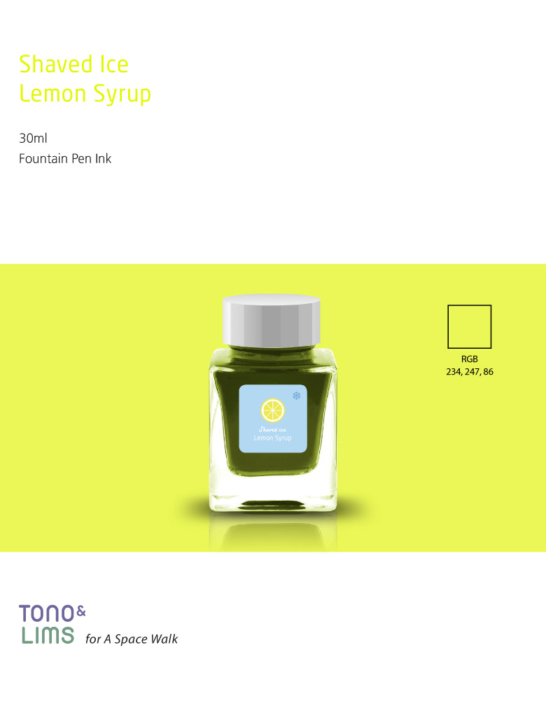 TONO & LIMS - Shaved Ice Lemon Syrup Ink
30 ml fountain pen ink.